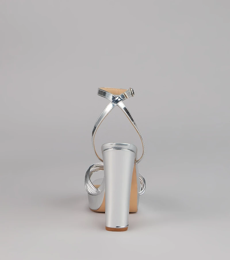 Disco Glow Metallic Knot Platform Heels