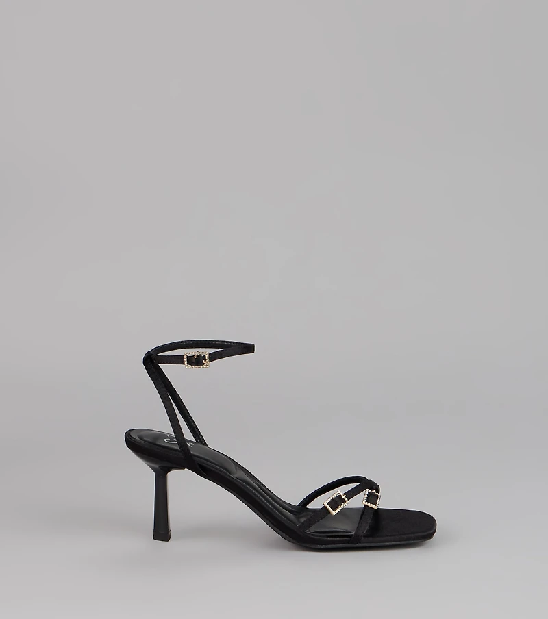 Midnight Muse Satin Buckle Heels