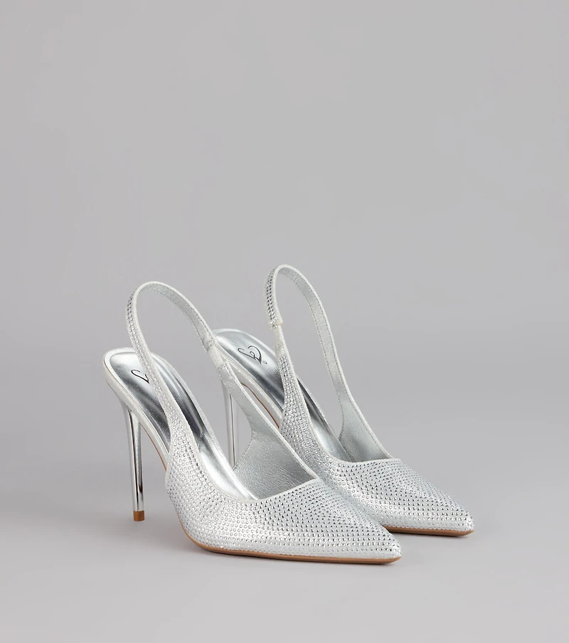 Glam Line Rhinestone Slingback Pumps