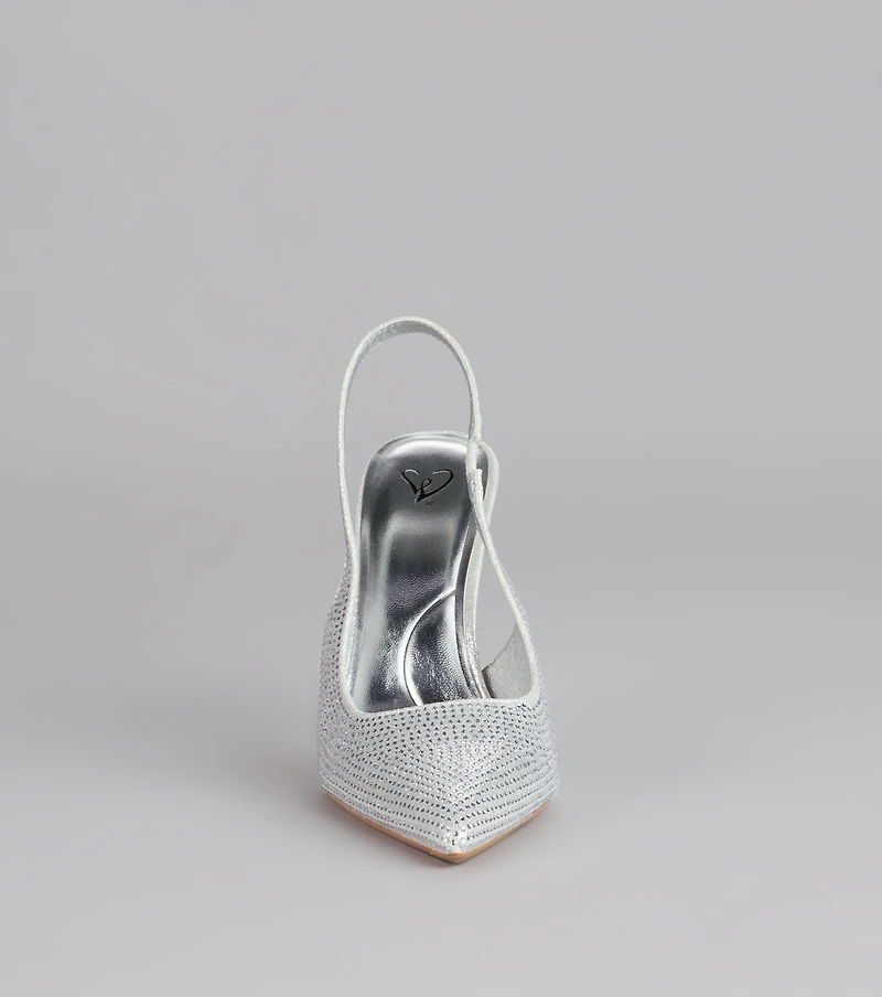 Glam Line Rhinestone Slingback Pumps