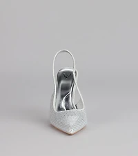 Glam Line Rhinestone Slingback Pumps