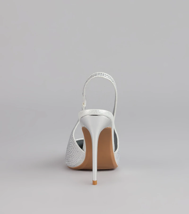 Glam Line Rhinestone Slingback Pumps