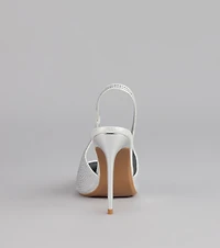 Glam Line Rhinestone Slingback Pumps