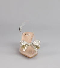 Pretty Precision Rhinestone Bow Slingback Mules