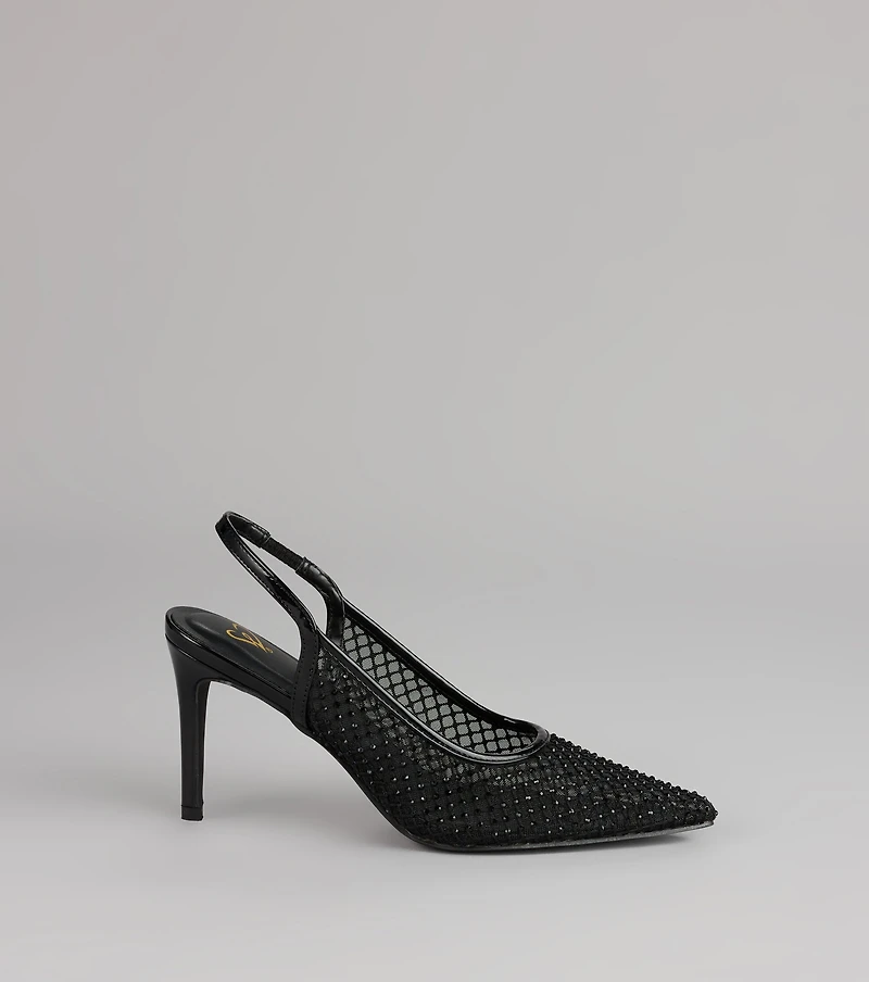 Pure Drama Mesh Stiletto Slingback Heels