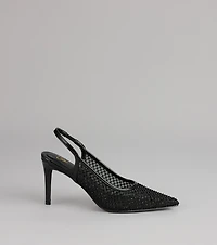 Pure Drama Mesh Stiletto Slingback Heels
