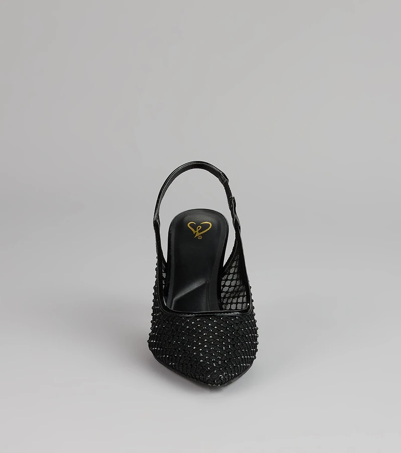 Pure Drama Mesh Stiletto Slingback Heels