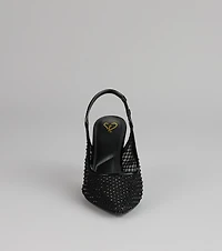 Pure Drama Mesh Stiletto Slingback Heels