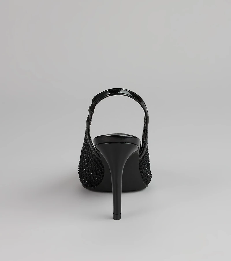 Pure Drama Mesh Stiletto Slingback Heels