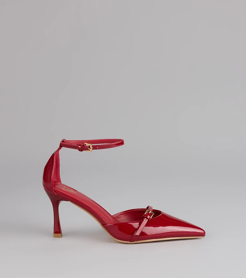 Point Taken Closed Toe Buckle Pumps