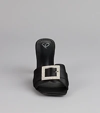 Glam Steps Rhinestone Buckle Strap Mules