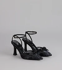 Noir Charm Lace Bow Heels
