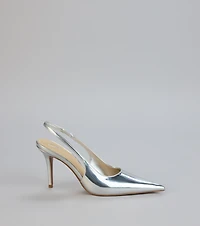 Mirror Finish Metallic Slingback Pumps