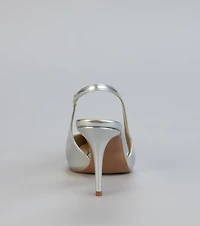 Mirror Finish Metallic Slingback Pumps