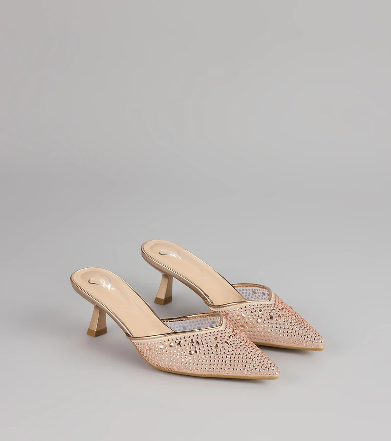 Crystal Beam Pointed Toe Mules