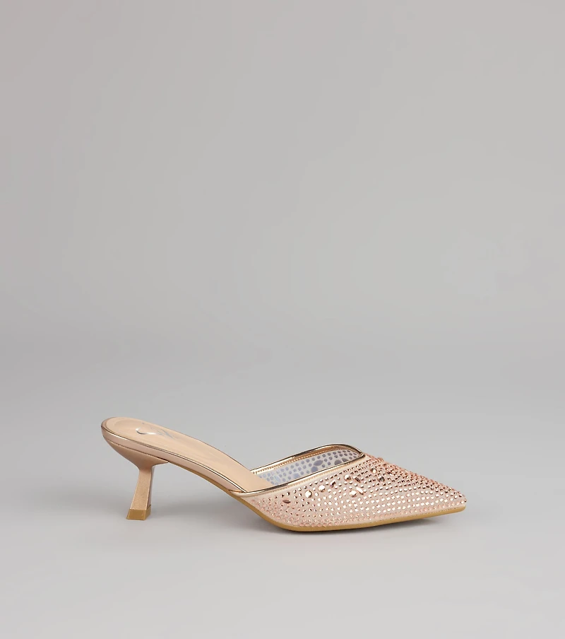 Crystal Beam Pointed Toe Mules