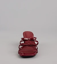 All Day Cute Bow Strap Block Heel Mules