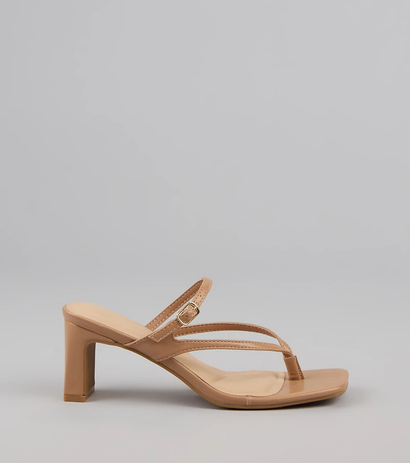 Strap Thong Buckle Mules