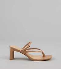 Strap Thong Buckle Mules