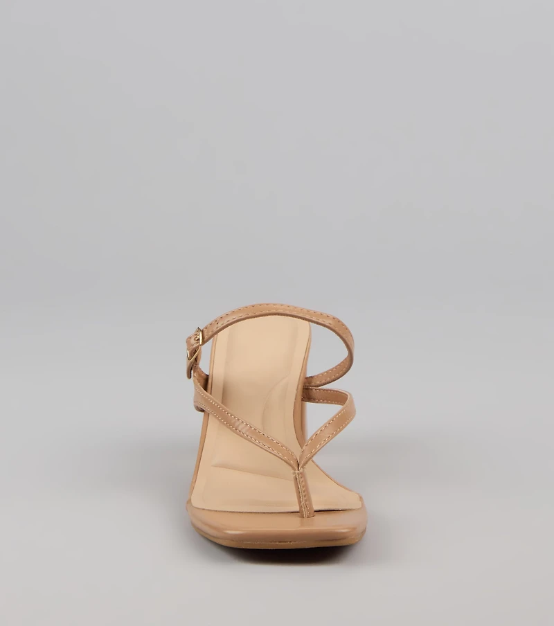 Strap Thong Buckle Mules