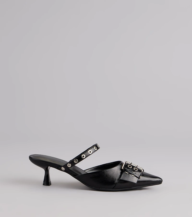 Rebel Chic Buckle Kitten Heels