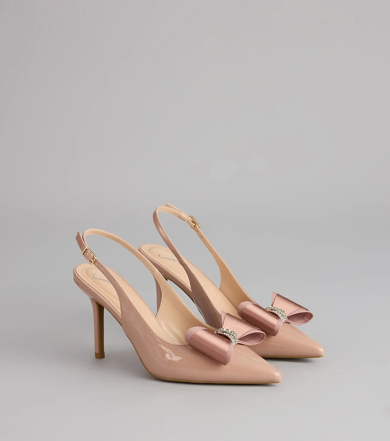 Sweet Step Bow Detail Slingback Pumps