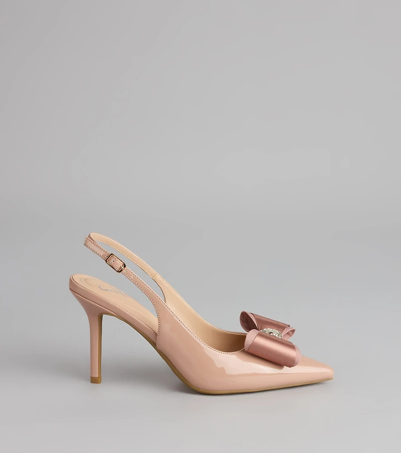 Sweet Step Bow Detail Slingback Pumps