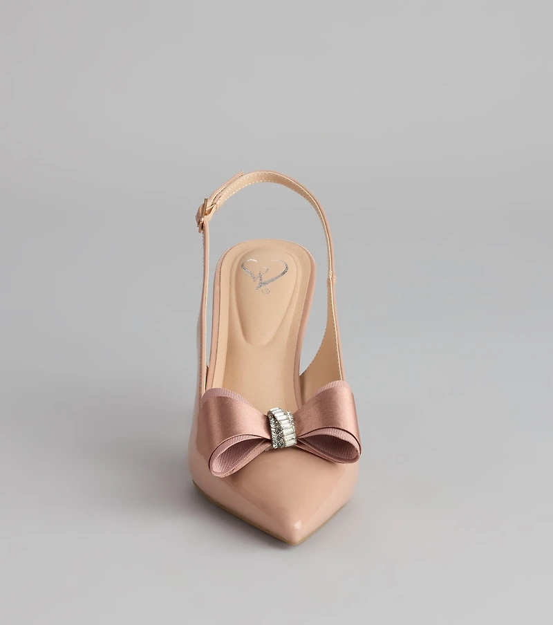 Sweet Step Bow Detail Slingback Pumps