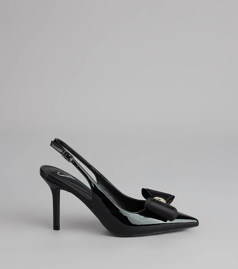 Sweet Step Bow Detail Slingback Pumps