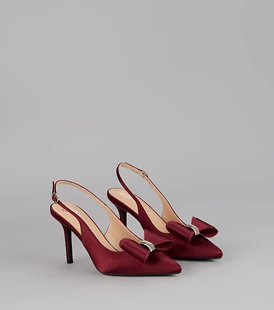 Sweet Step Bow Detail Slingback Pumps