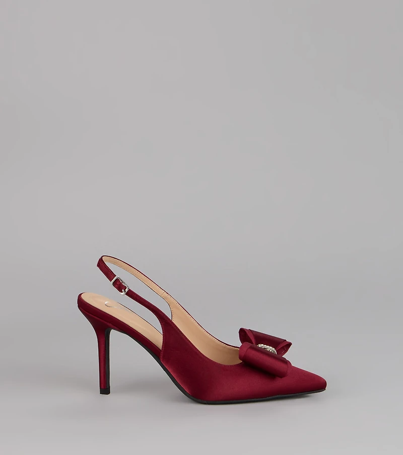 Sweet Step Bow Detail Slingback Pumps