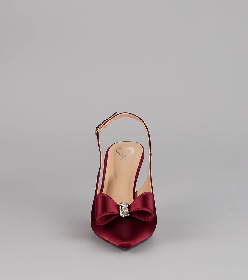 Sweet Step Bow Detail Slingback Pumps