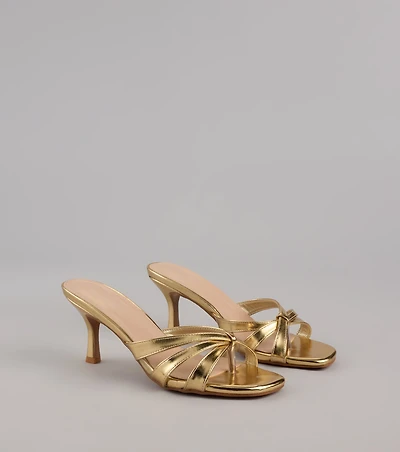 Shine Bright Metallic Thong Kitten Heels
