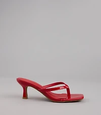 Sleek Obsessions Patent Thong Kitten Heels