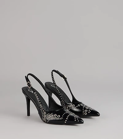 Sharp Plans Only Grommet Slingback Heels