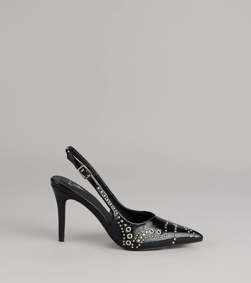 Sharp Plans Only Grommet Slingback Heels