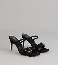 Love At First Step Heart Buckle Stiletto Mules