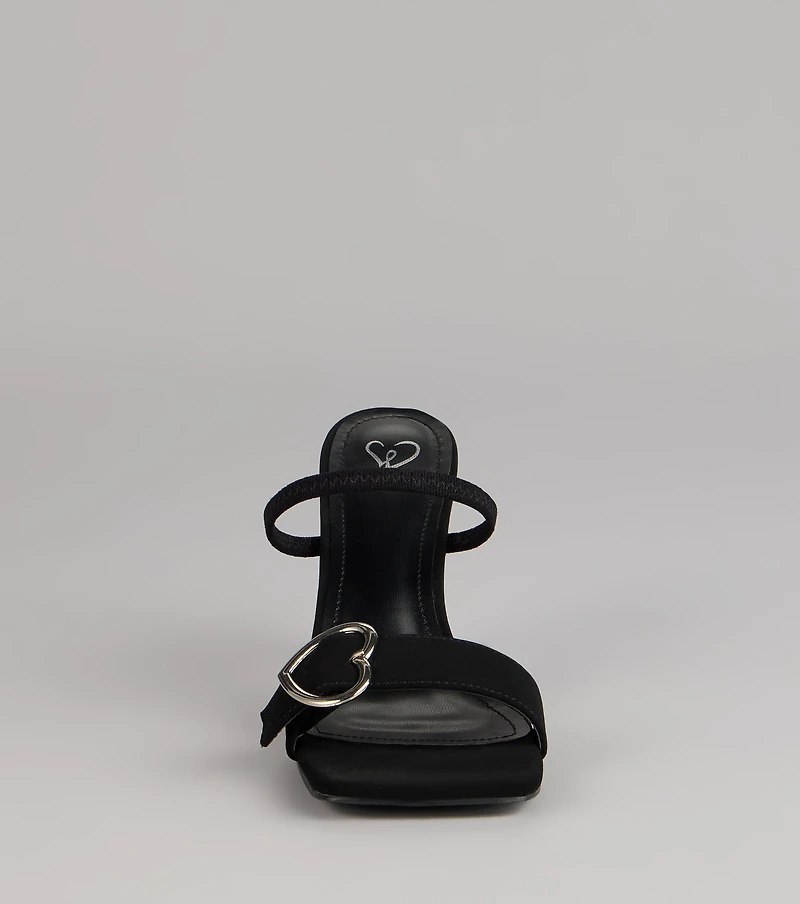 Love At First Step Heart Buckle Stiletto Mules