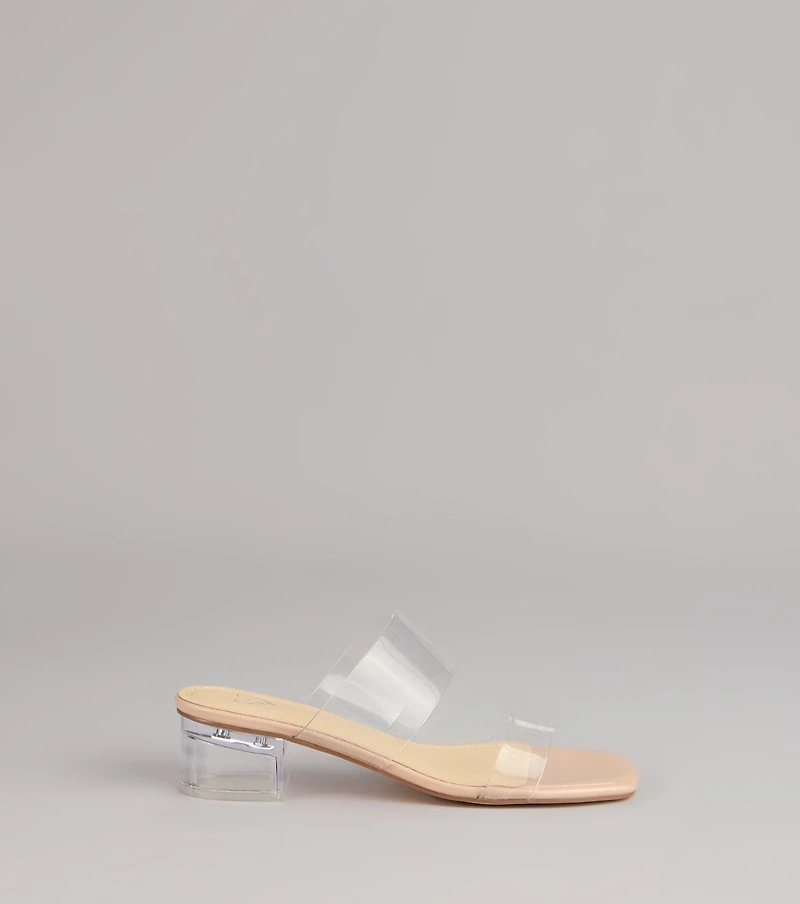 Barely There Plans Clear Strap Block Heels