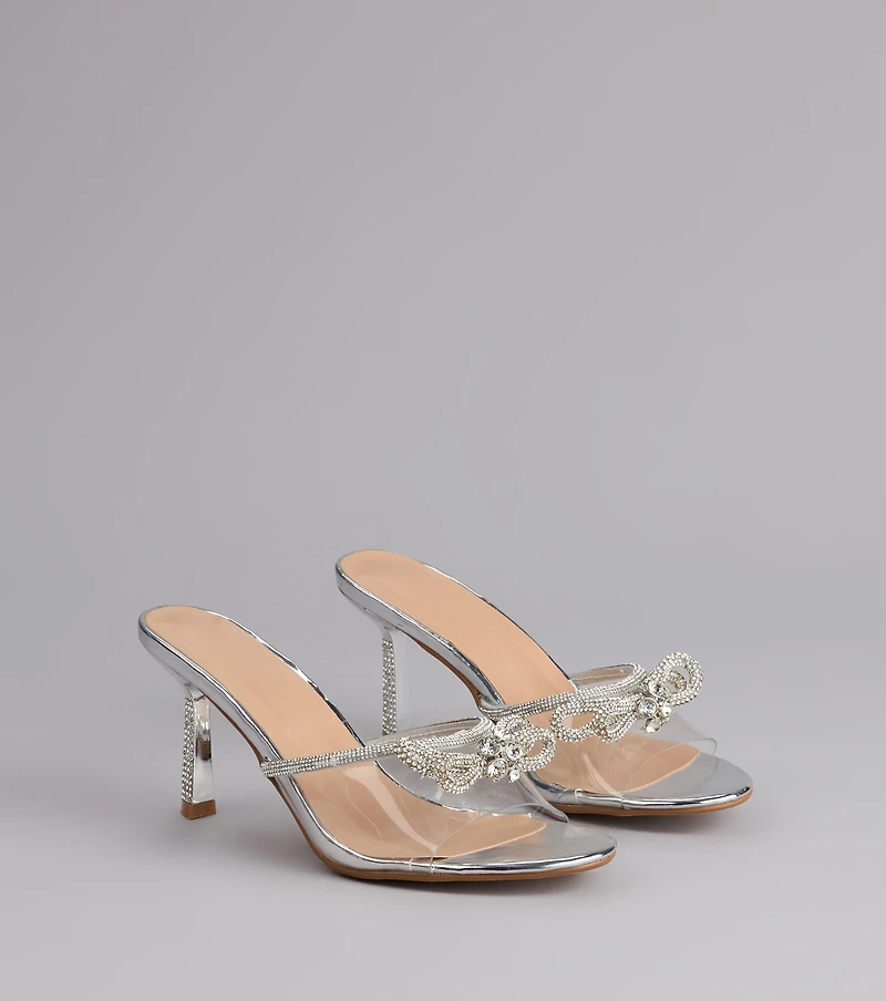 All About Glamour Rhinestone Bow Heels