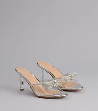 All About Glamour Rhinestone Bow Heels