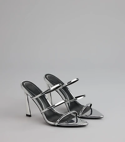 Glow Up Metallic Strappy Stiletto Heels