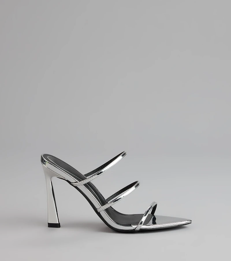 Glow Up Metallic Strappy Stiletto Heels