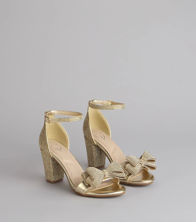 Endless Glam Rhinestone Bow Block Heels
