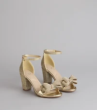 Endless Glam Rhinestone Bow Block Heels