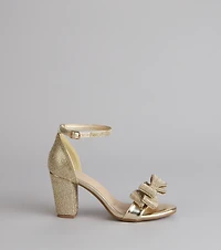 Endless Glam Rhinestone Bow Block Heels