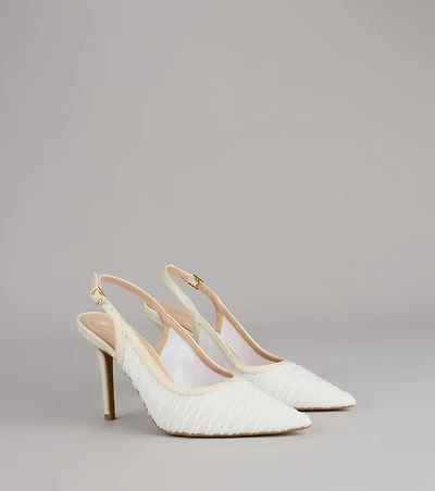 Sheer Chic Tulle Sling-Back Pumps