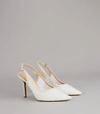 Sheer Chic Tulle Sling-Back Pumps