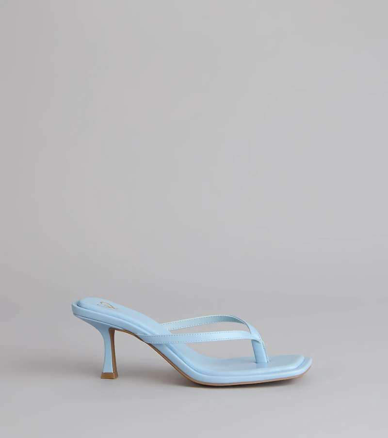 Chic Step Thong Kitten Heel Sandals