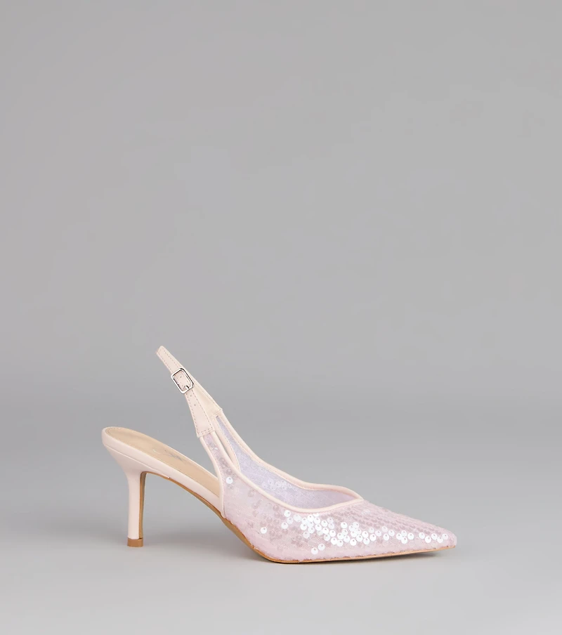 Shimmer Point Slingback Pumps